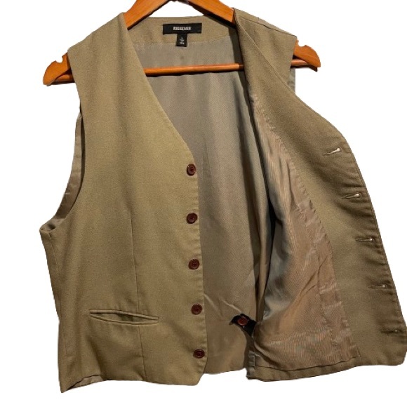 J Riggings Mens Tan Vest 5 Button Size L Tan Lining Back Casual Formal - Picture 3 of 10